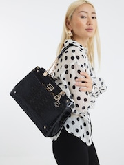 River Island Black Chain Handle Embossed Tote Bag - Image 6 of 6