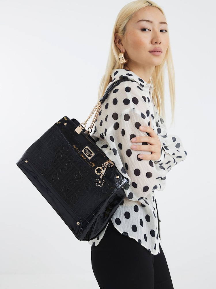 River Island Black Chain Handle Embossed Tote Bag - Image 6 of 6 River Island Black Chain Handle Embossed Tote Bag - Image 6 of 6