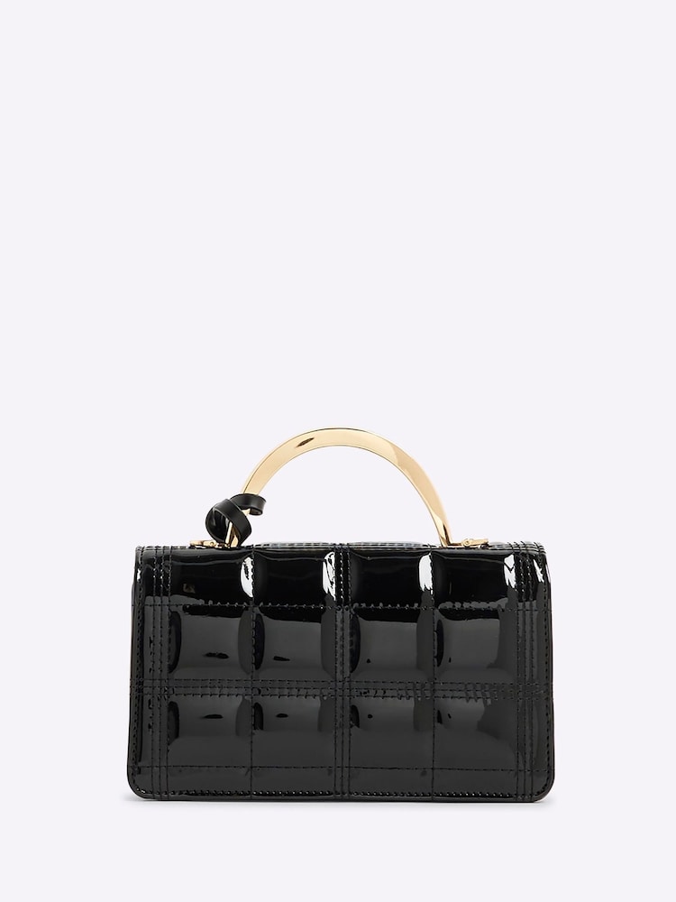 River Island Black Mini Metal Handle Quilted Tote Bag - Image 2 of 6 River Island Black Mini Metal Handle Quilted Tote Bag - Image 2 of 6