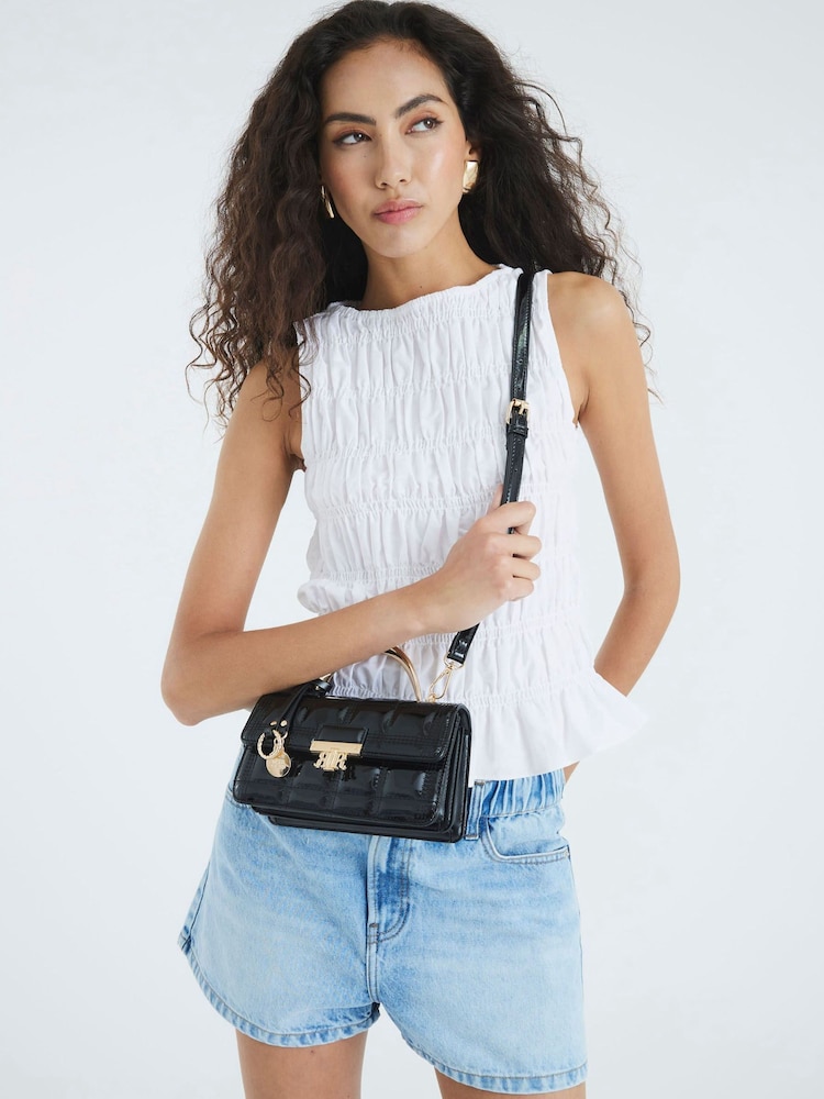 River Island Black Mini Metal Handle Quilted Tote Bag - Image 6 of 6 River Island Black Mini Metal Handle Quilted Tote Bag - Image 6 of 6