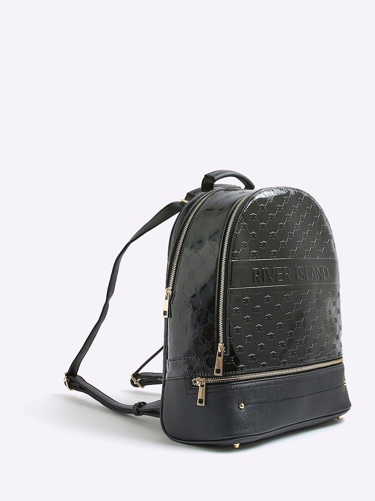 Buy River Island Black Embossed Logo Backpack from Next USA display picture 1
