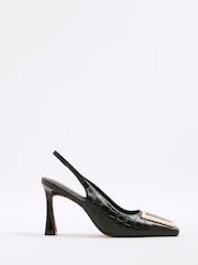 River Island Buckle Slingback Heeled Court Shoes - صورة 2 من 6