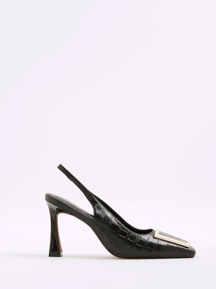 River Island Buckle Slingback Heeled Court Shoes - صورة 2 من 6