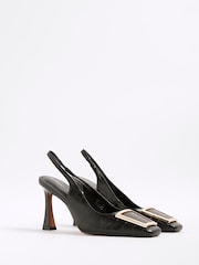 River Island Buckle Slingback Heeled Court Shoes - صورة 3 من 6