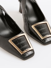 River Island Buckle Slingback Heeled Court Shoes - صورة 6 من 6