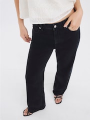 River Island Black High Rise Relaxed Straight Leg Jeans - Image 1 of 4