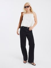 River Island Black High Rise Relaxed Straight Leg Jeans - Image 2 of 4