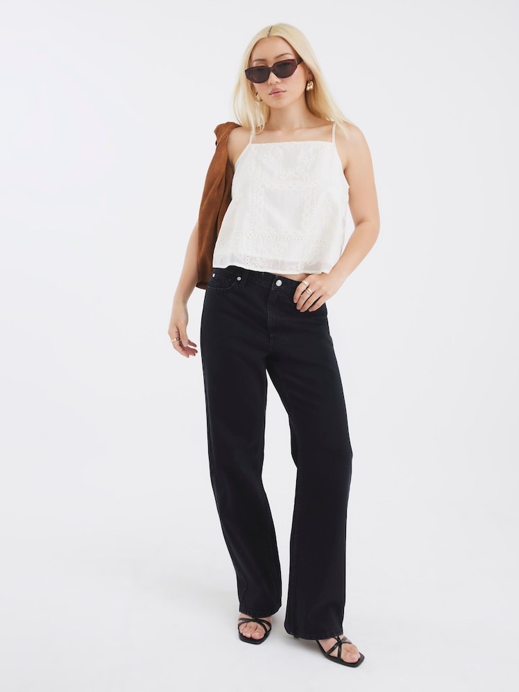 River Island Black High Rise Relaxed Straight Leg Jeans - Image 2 of 4