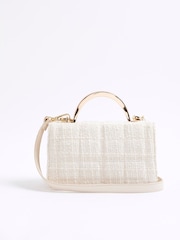 River Island Cream Mini Metal Handle Quilted Tote Bag - Image 3 of 6