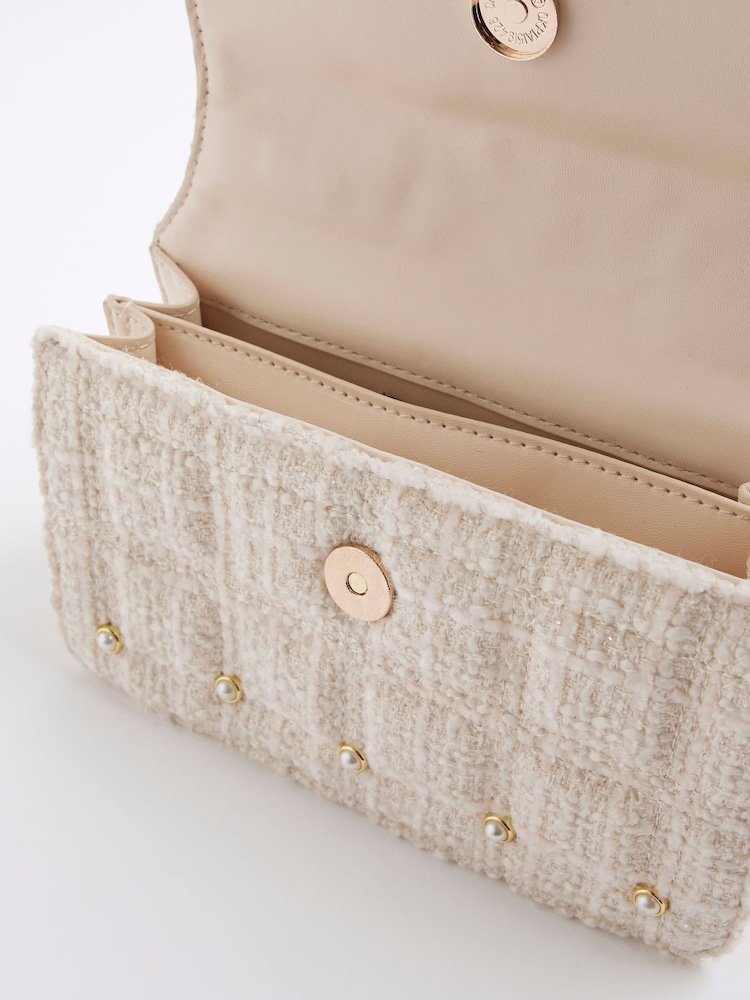 River Island Cream Mini Metal Handle Quilted Tote Bag - Image 6 of 6 River Island Cream Mini Metal Handle Quilted Tote Bag - Image 6 of 6