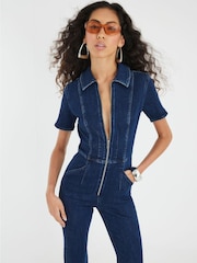 River Island Seamed Zip Denim Jumpsuit - صورة 3 من 4