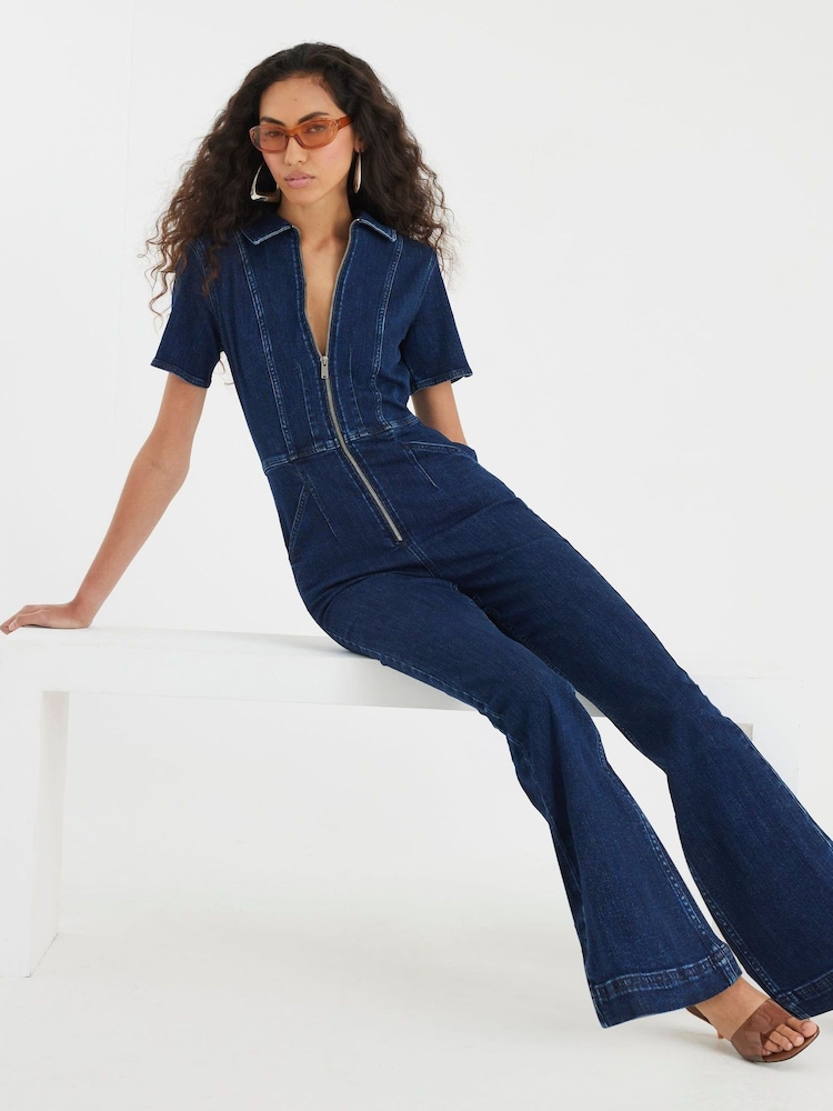 River Island Seamed Zip Denim Jumpsuit - صورة 4 من 4 River Island Seamed Zip Denim Jumpsuit - صورة 4 من 4