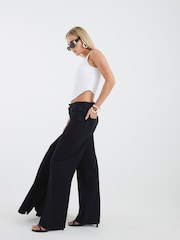River Island Black Petite High Rise Relaxed Straight Leg Jeans - Image 1 of 4