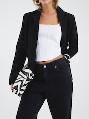 River Island Black Petite High Rise Relaxed Straight Leg Jeans - Image 4 of 4
