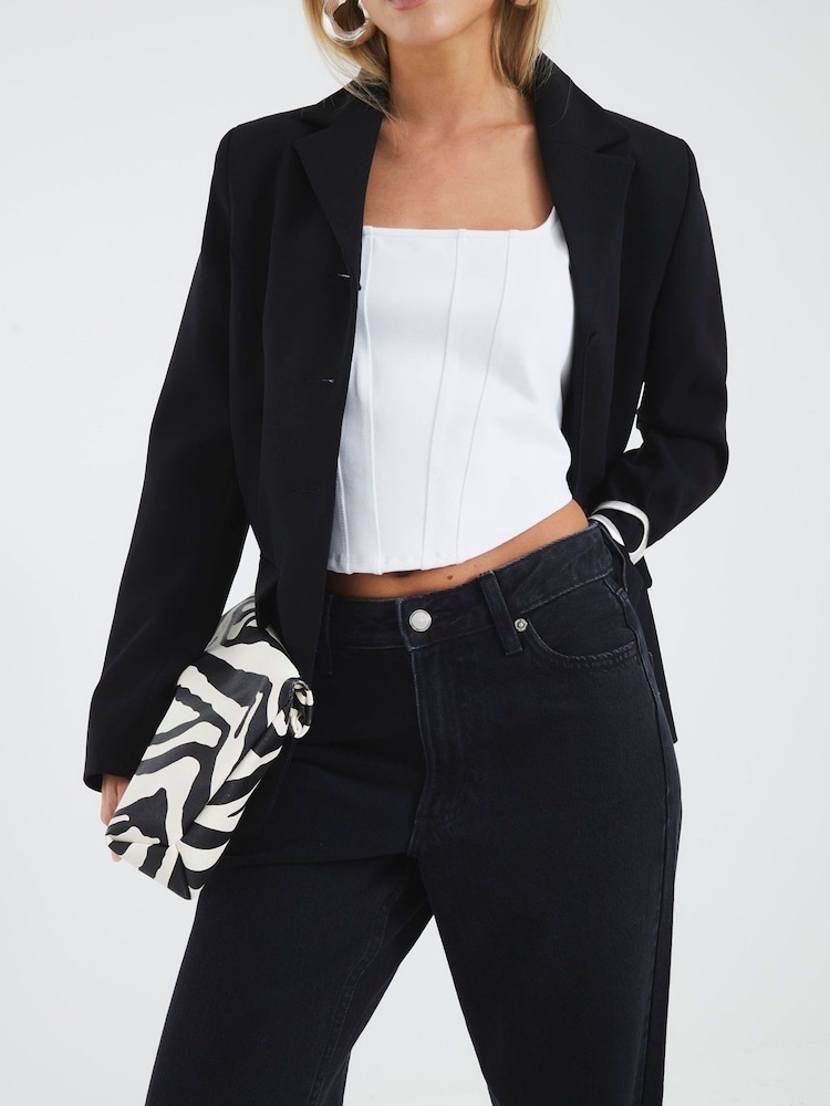 River Island Black Petite High Rise Relaxed Straight Leg Jeans - Image 4 of 4