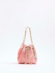 River Island Pink Floral Print Embellished Droplet Bucket Bag - Image 1 of 6