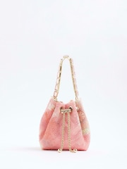 River Island Pink Floral Print Embellished Droplet Bucket Bag - Image 3 of 6