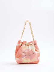 River Island Pink Floral Print Embellished Droplet Bucket Bag - Image 4 of 6