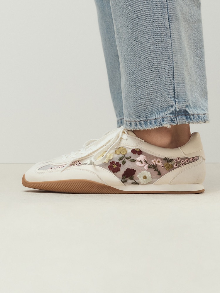 White Floral Forever Comfort®? Slim Sole Embroidered Trainers - Image 2 of 7