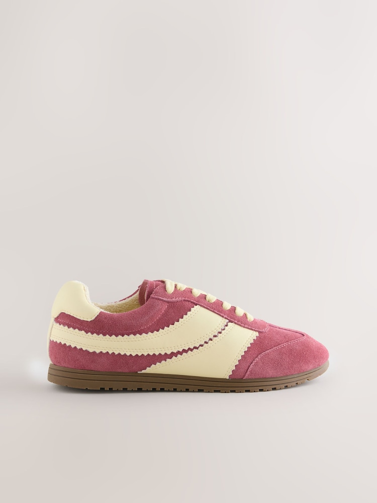 Pink Forever Comfort® Suede Slimline Panelled Lace Up Trainers - Image 2 of 9
