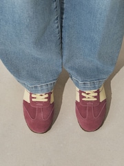 Pink Forever Comfort® Suede Slimline Panelled Lace Up Trainers - Image 6 of 9