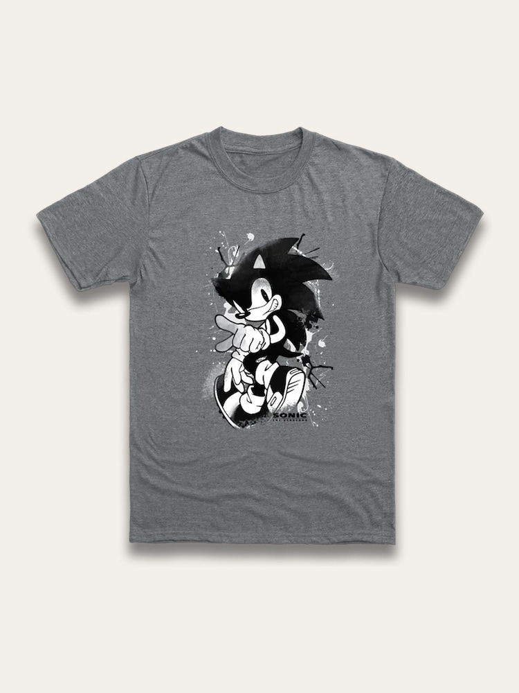 Brand Threads Grey Sonic The Hedgehog Print T-Shirt - Image 1 of 1