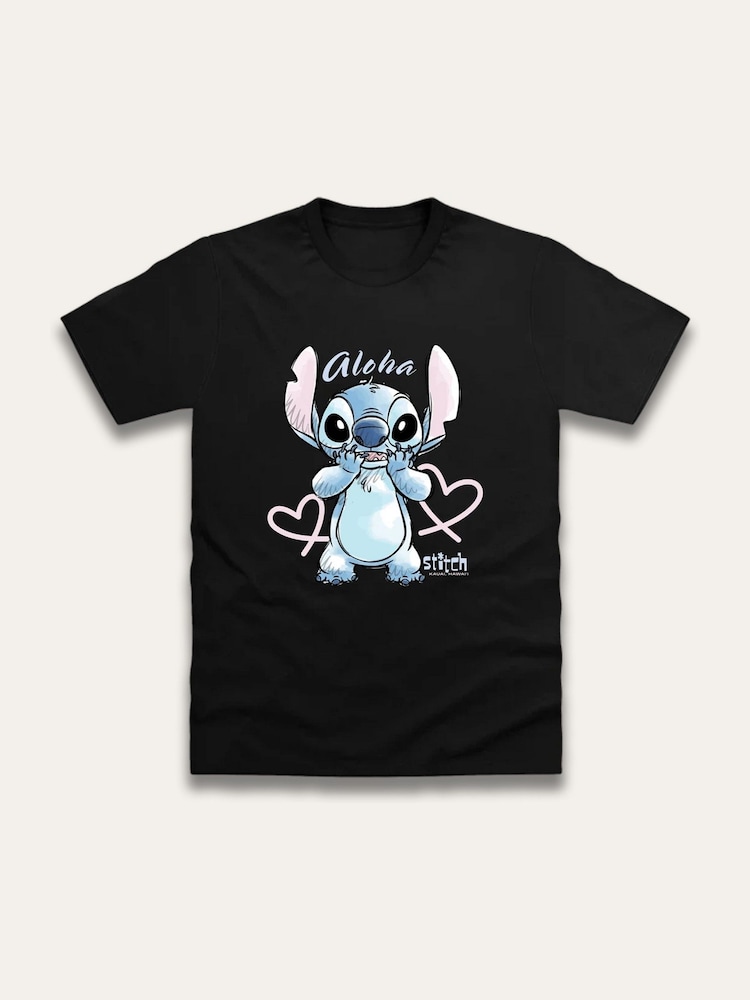 Brand Threads Black Stitch Print T-Shirt - Image 1 of 1