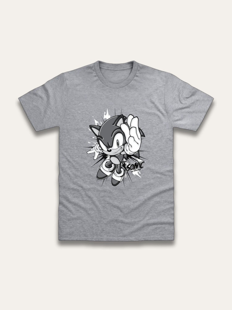 Brand Threads Grey Sonic The Hedgehog Print T-Shirt - Image 1 of 1