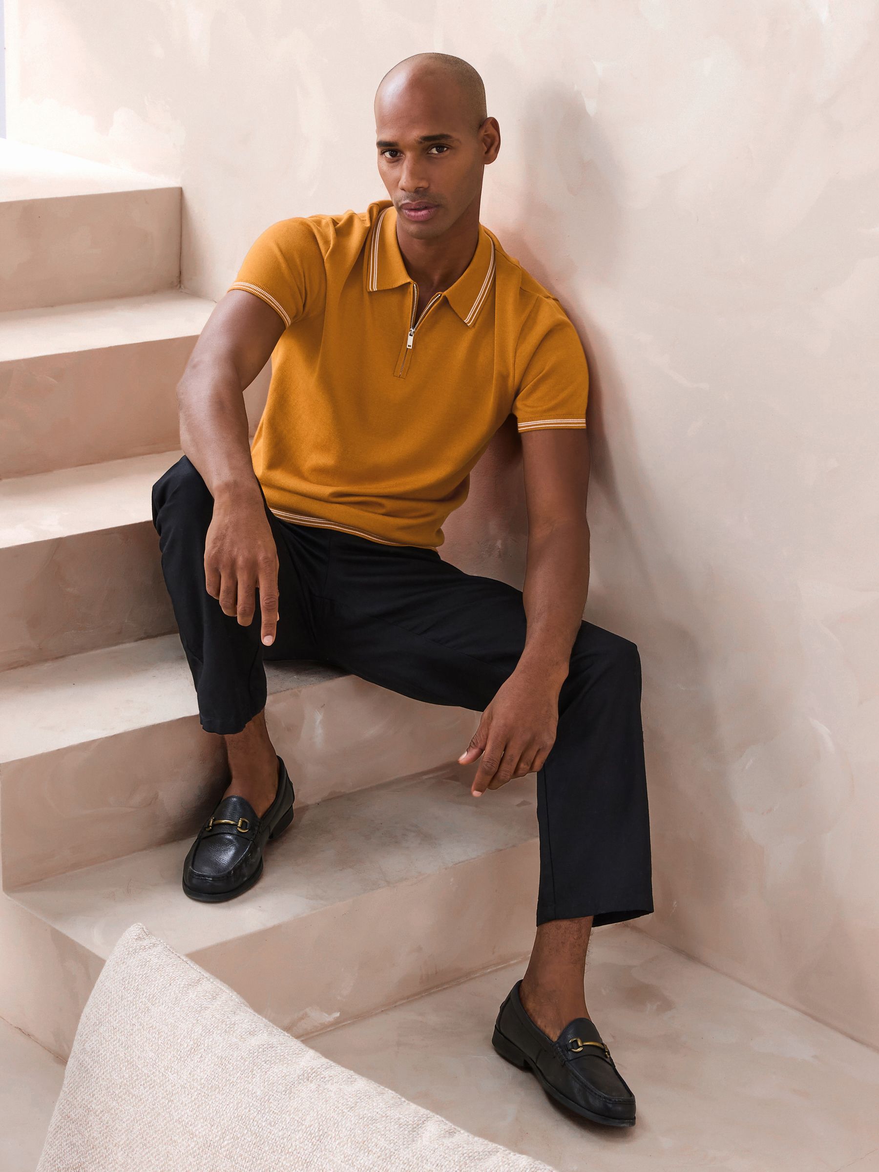 Buy Mustard Yellow Slim Fit N. Premium Tipped Short Sleeve Quarter