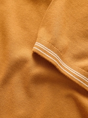Mustard Yellow Slim Fit N. Premium Tipped Short Sleeve Quarter Zip Knit Polo Shirt - Image 3 of 3