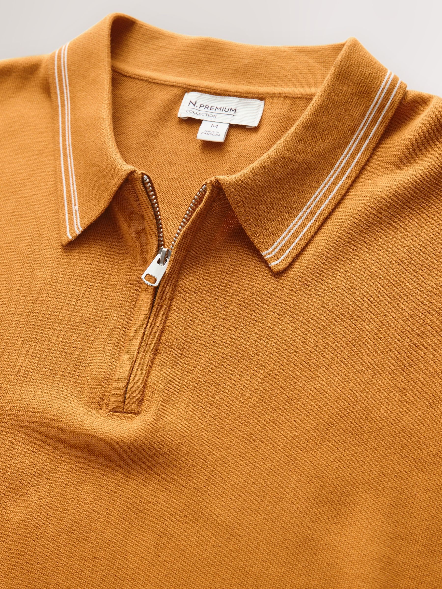 Buy Mustard Yellow Slim Fit N. Premium Tipped Short Sleeve Quarter