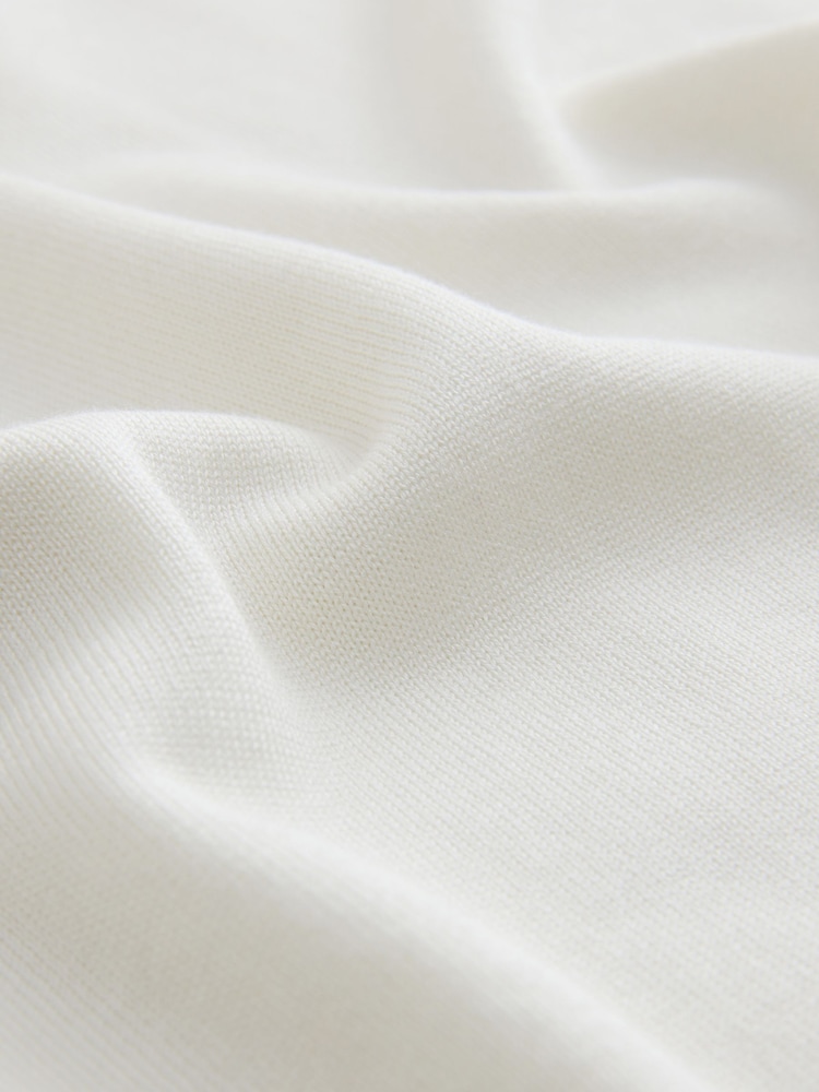 White Slim Fit N. Premium Tipped Short Sleeve Quarter Zip Knit Polo Shirt - Image 2 of 3