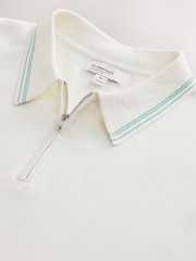 Balta - Slim Fit N. Premium Tipped Short Sleeve Quarter Zip Knit Polo Shirt - 6 paveikslėlis iš 7