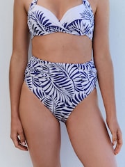Mint Velvet Blue/White Palm High Waisted Tummy Control Bikini Bottom - Image 2 of 4
