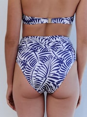Mint Velvet Blue/White Palm High Waisted Tummy Control Bikini Bottom - Image 3 of 4
