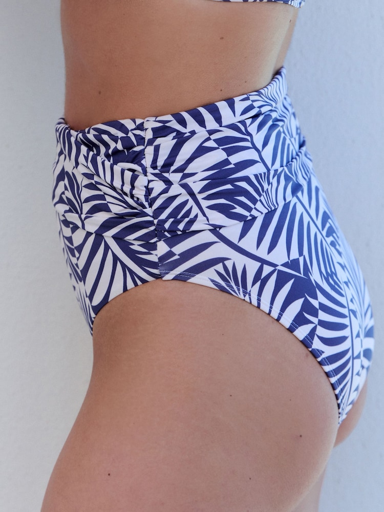 Mint Velvet Blue/White Palm High Waisted Tummy Control Bikini Bottom - Image 4 of 4 Mint Velvet Blue/White Palm High Waisted Tummy Control Bikini Bottom - Image 4 of 4