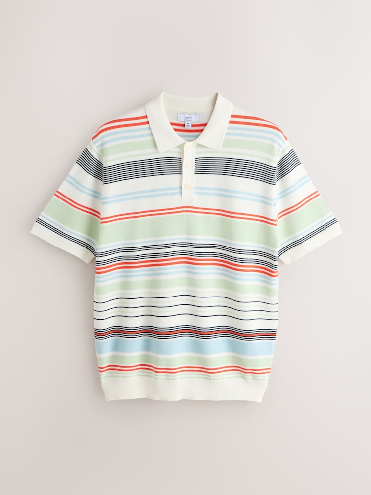 Daudzkrāsains - Regular Fit Striped Short Sleeve Polo Shirt - Attēls 1 no 3