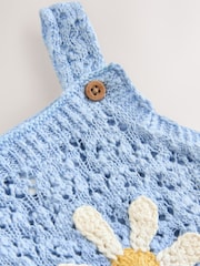 Blue Daisy Knitted Baby Romper (0mths-2yrs) - Image 4 of 8