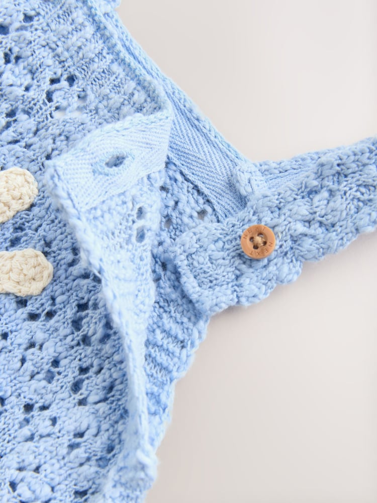 Blue Daisy Knitted Baby Romper (0mths-2yrs) - Image 8 of 8