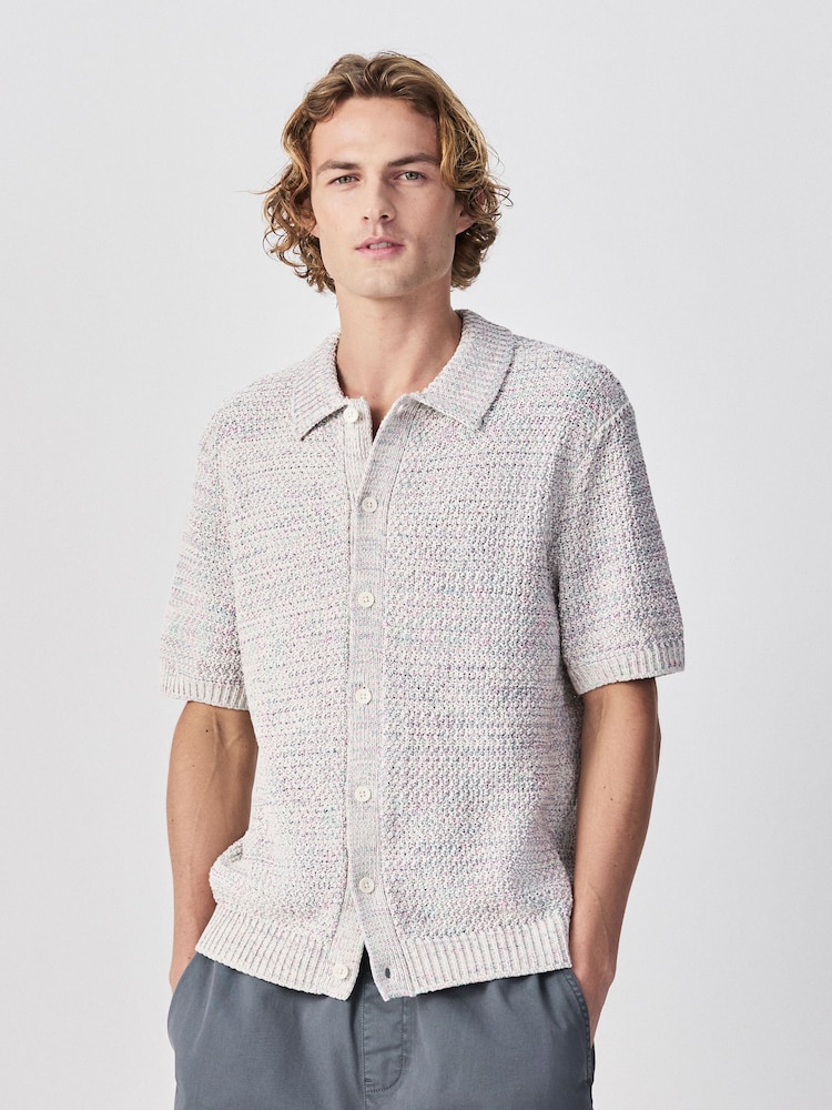 Grey Regular Fit Twist Knitted Shirt - Image 1 of 7