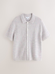 Grey Regular Fit Twist Knitted Shirt - Image 5 of 7