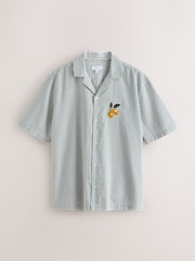 Blue Stripe Embroidered Short Sleeve Shirt - Image 7 of 10