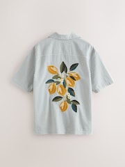 Blue Stripe Embroidered Short Sleeve Shirt - Image 8 of 10