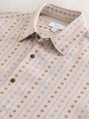 Brown Stripe Jaquard Short Sleeve Shirt - Image 6 of 7