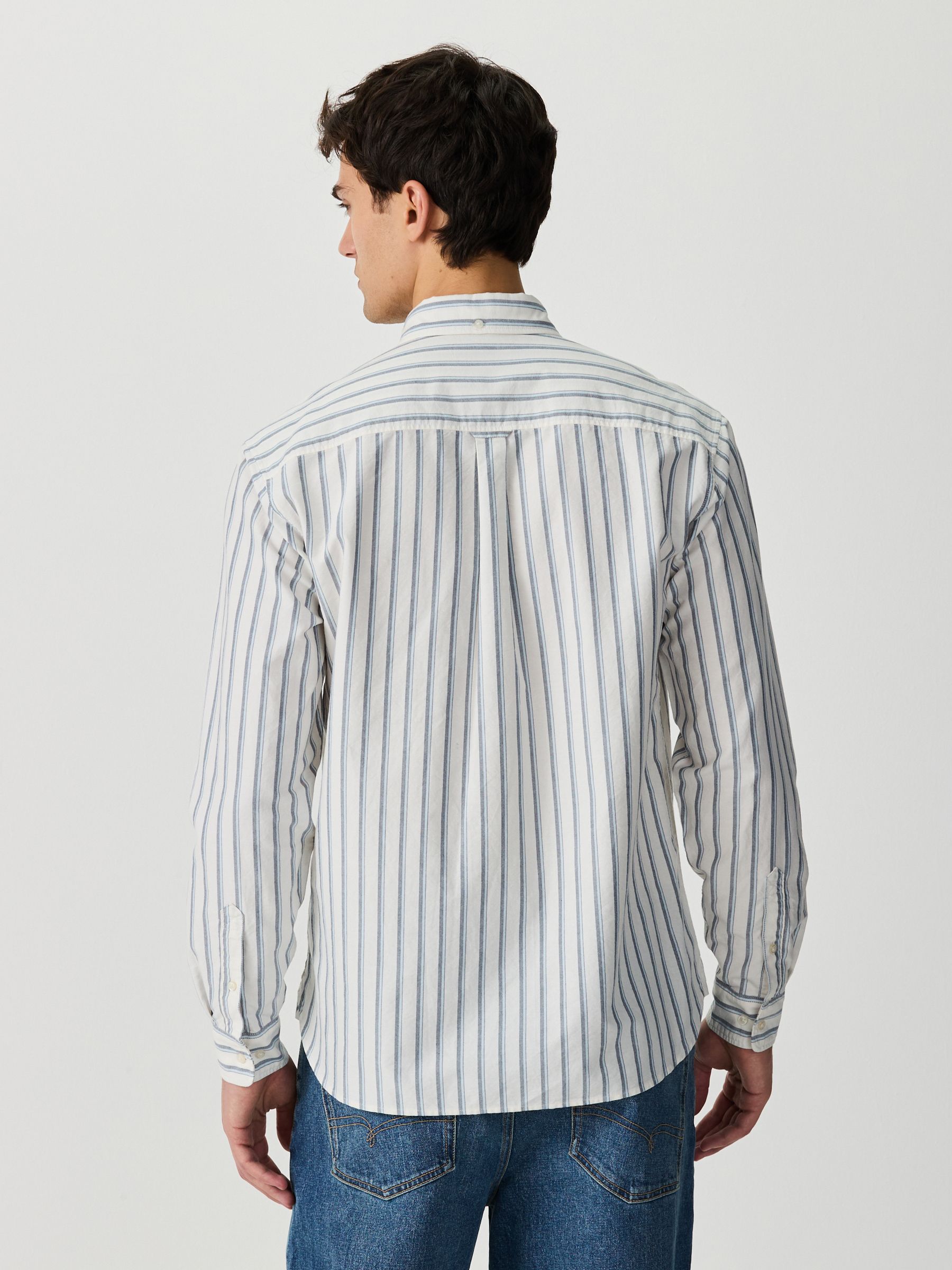 Buy Blue Stripe Oxford Long Sleeve Shirt from the Next UK online shop