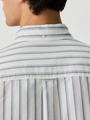 蓝色 - 条纹牛津布长袖衬衫 - 9的图像5｝