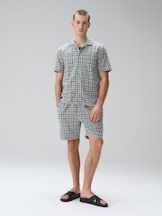Navy Textured Check Short Sleeve Shirt - Image 2 of 6