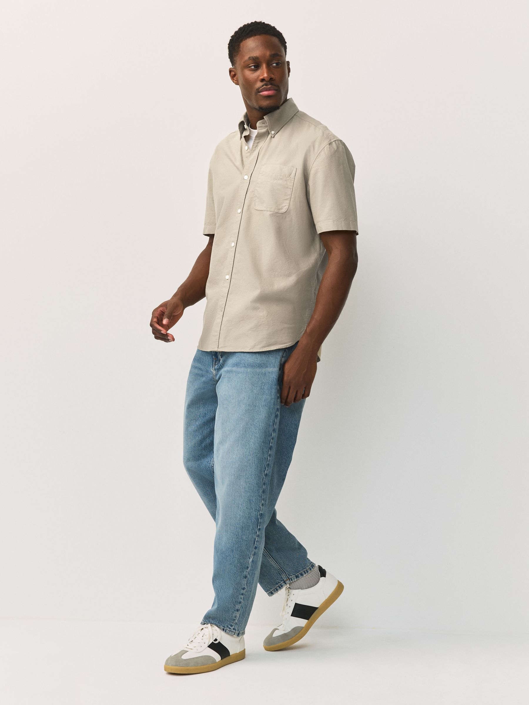 Buy Stone Short Sleeve N.Premium 100% Cotton Regular Fit Oxford