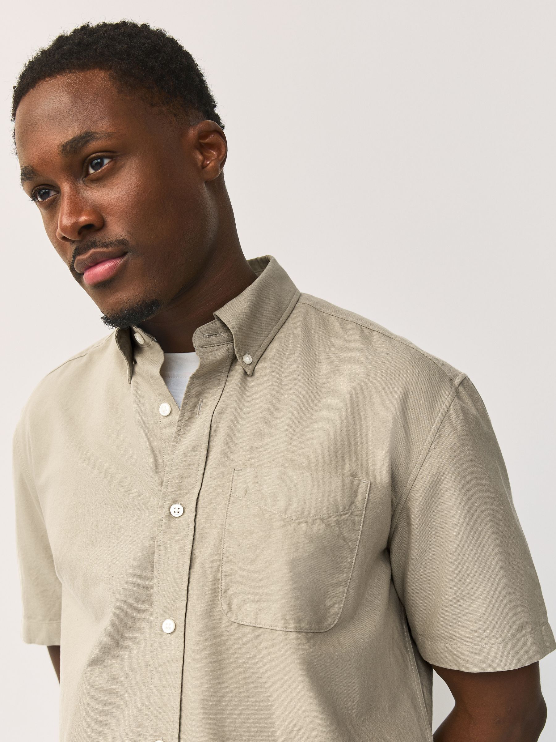 Buy Stone Short Sleeve N.Premium 100% Cotton Regular Fit Oxford