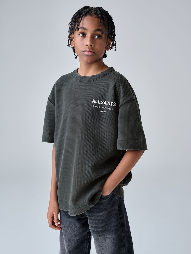 smALLSAINTS Black Oversized Waffle Underground T-Shirt - Image 1 of 9 smALLSAINTS Black Oversized Waffle Underground T-Shirt - Image 1 of 9